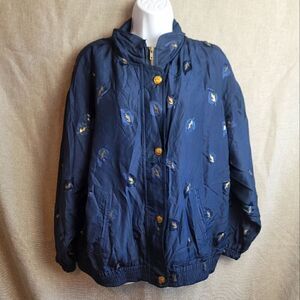 ABVEIN Vintage silk Leaf Print Jacket